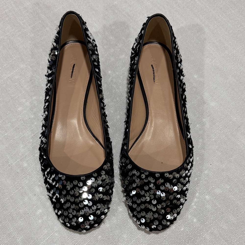 J. Crew Sparkling Black Sequin Loafers